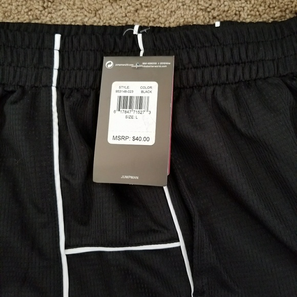 Jordan Black Red Basketball Shorts YL New - Picture 3 of 3